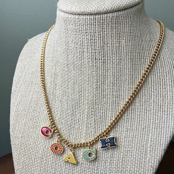 COACH Multicolor Letter Charm Necklace NWT - Picture 1 of 13